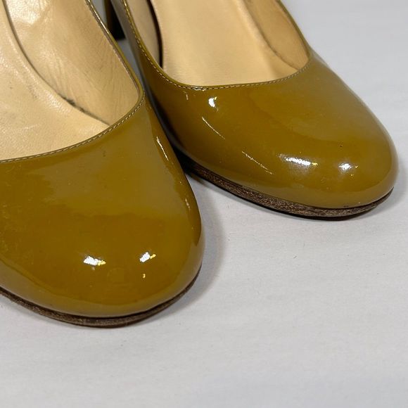 Kate Spade Patent Leather Round‎ Toe Pump Heels Womens 6.5 Tan - Picture 6 of 12